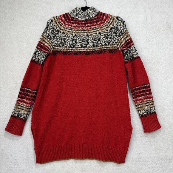 Moth by Anthropologie Sweater Womens XS Red Fair Isle Mock Neck Tunic Pullover - Picture 8 of 9